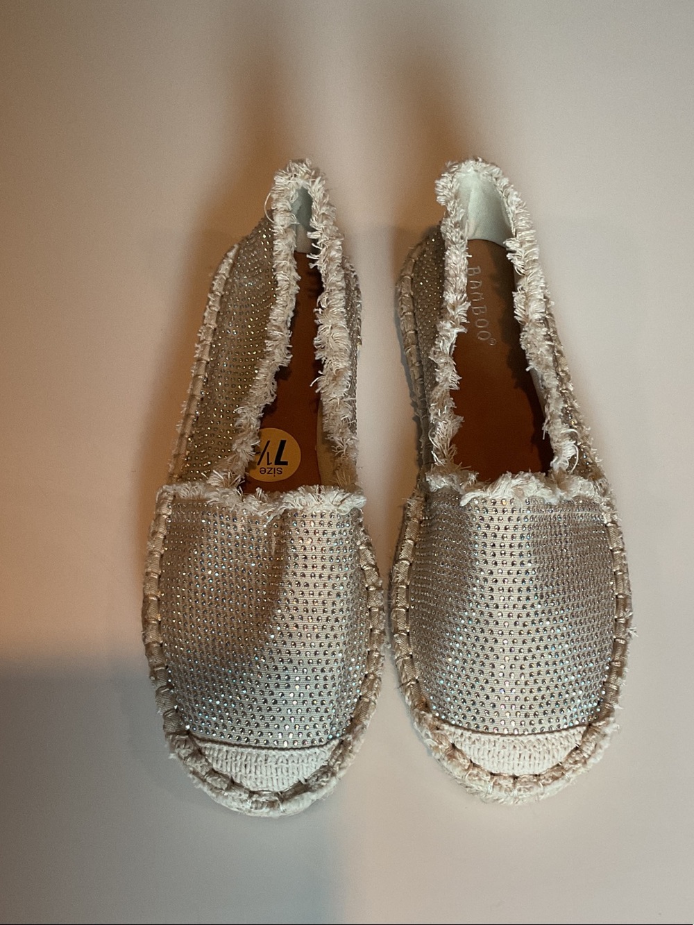 BAMBOO Fringed Sparkle Espadrilles